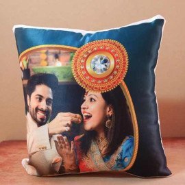 Rakhi With Personalised Cushion