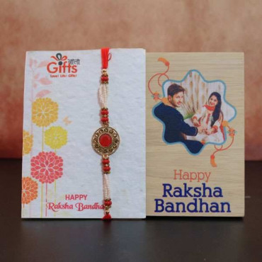 Rakhi Combo with Wooden Plaque