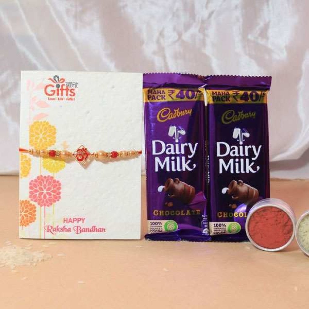 Wonderful combo of Rakhi with 2 dairy milk silk