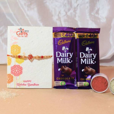 Wonderful combo of Rakhi with 2 dairy milk silk