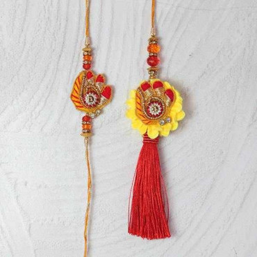 Mind-blowing Thread Work Rakhi set for Bhaiya-Bhabhi