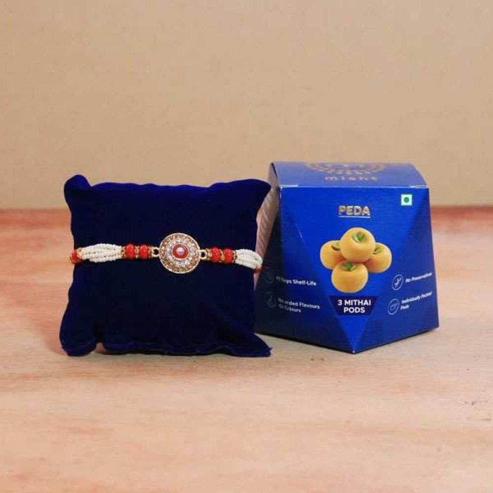 Kundan Rakhi with Peda Box