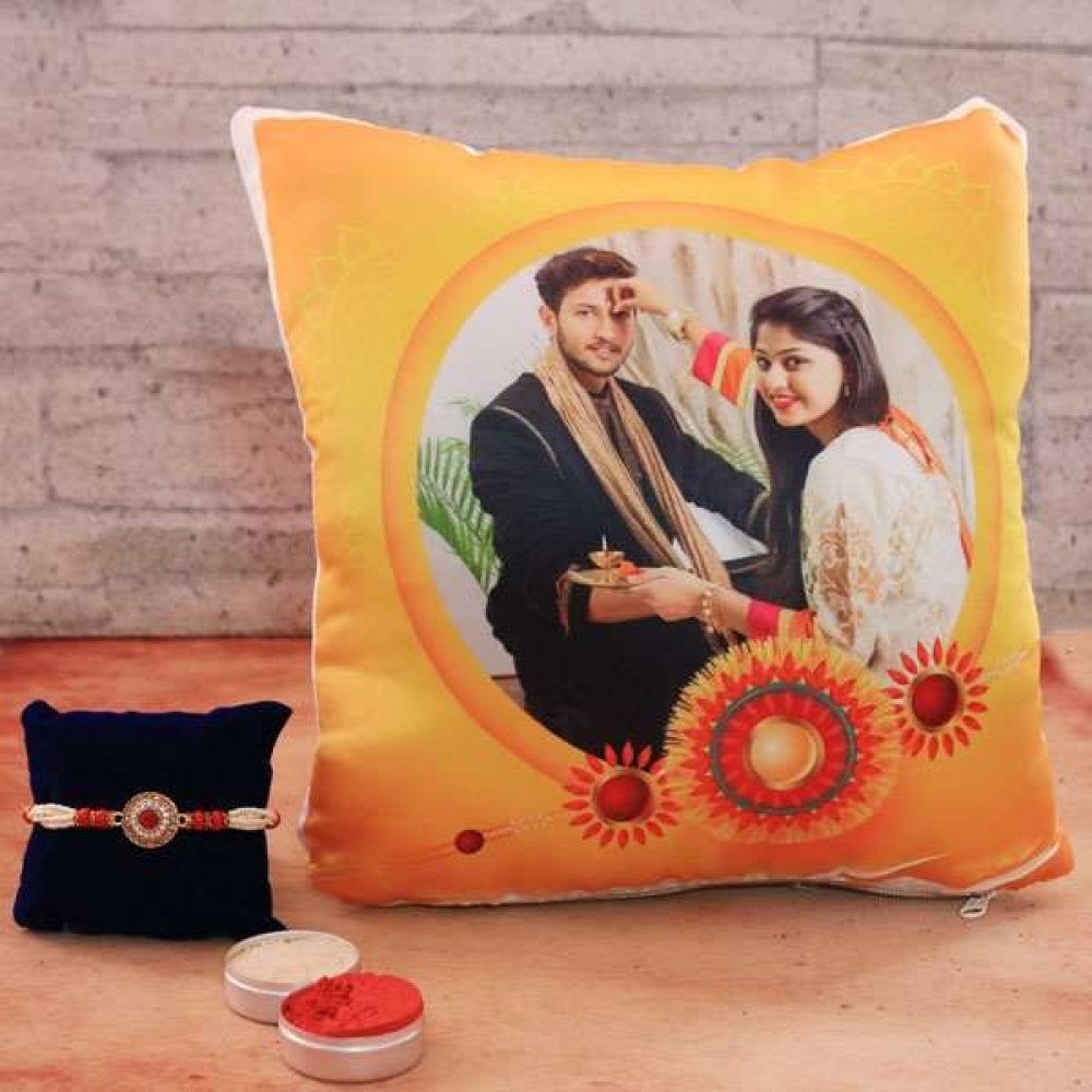 Rakhi with Customized Pillow Cushion