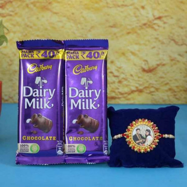 Personalized Photo Rakhi with 2 Dairy Milk Silk