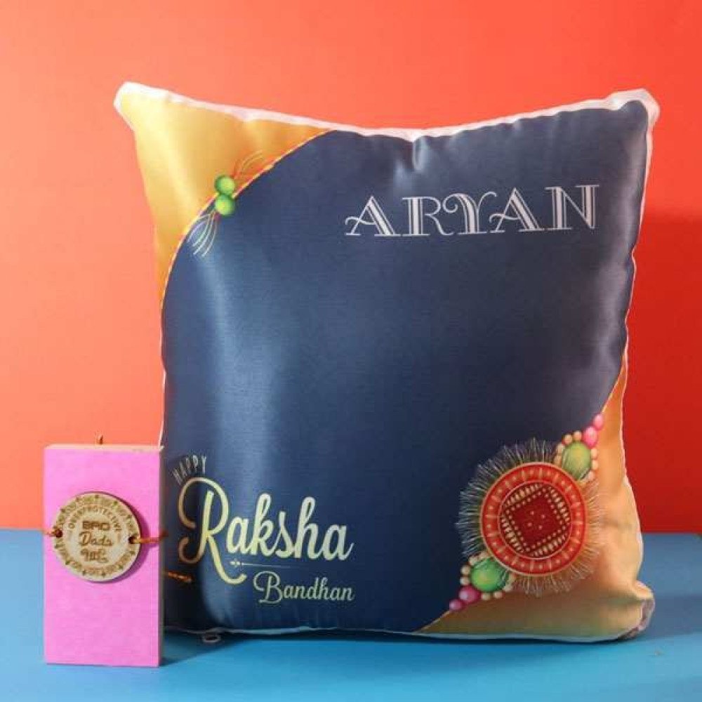 Personalized Rakhi and Cushion