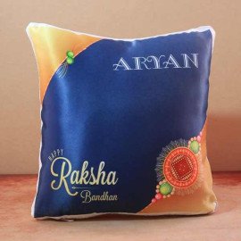Personalized Rakhi and Cushion