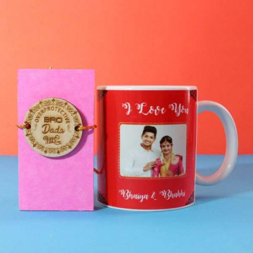 Personalized Wooden Rakhi with Mug Online