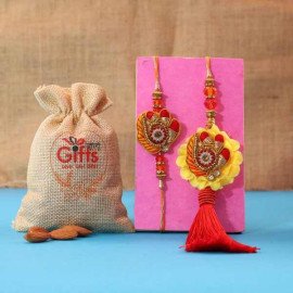 Bhaiya-bhabhi Rakhi with Almonds Potli Bag