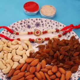 Unique Stones Rakhi Set with Dry Fruits Online
