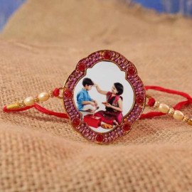 Personalized Rakhi with Chocolate Burfi Box