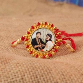 Photo Rakhi with Good Luck Bamboo Plant