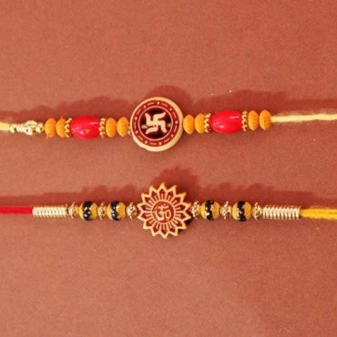 Set Of 2 Om & Swastik Rakhi Thread