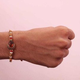 Beautiful Stone Rakhi With Syngonium Plant