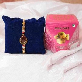 Semiprecious Stone Rakhi With Milk Cake