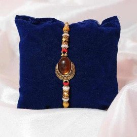 Semiprecious Stone Rakhi With Milk Cake