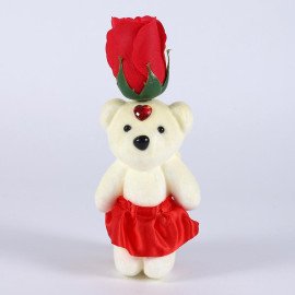 Red Rose cute Teddy with cadbury Silk chocolate