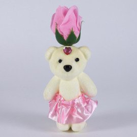 Pink Rose cute Teddy with cadbury Silk chocolate