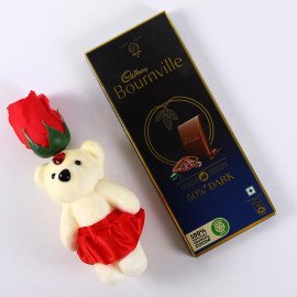 Pink Rose cute Teddy with Bournville chocolate