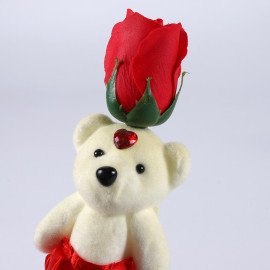 Red Rose cute Teddy with Ferrero Rocher chocolate