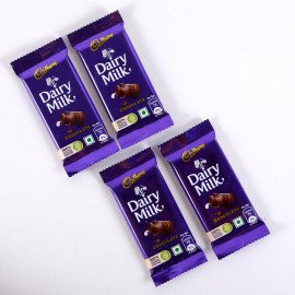 Pink Rose cute Teddy with Cadbury Dairy Milk set of 4