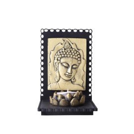 Lord Buddha Idol With Wooden Base and T light Holder