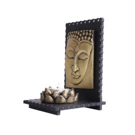 Lord Buddha With Wooden Base  and T light Holder