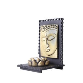 Buddha Idol With Wooden Base  and T light Holder