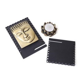 Buddha Idol With Wooden Base  and T light Holder