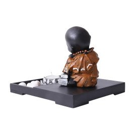 Buddha Monk Sitting with T light holder and Pebbles