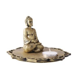 Buddha With Decorative Wooden Tray Base and T light