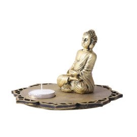 Buddha With Decorative Wooden Tray Base and T light