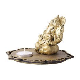 Siddhi Ganesha With Decorative Wooden Tray Base and T light