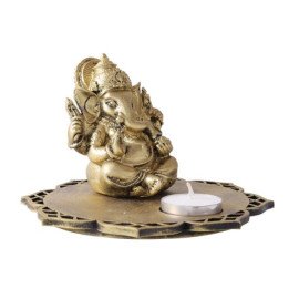 Siddhi Ganesha With Decorative Wooden Tray Base and T light