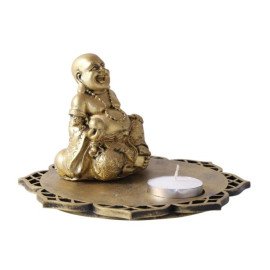 Laughing Budda in a Wooden Tray