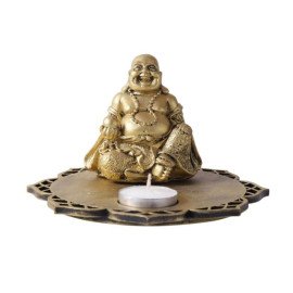 Laughing Budda in a Wooden Tray