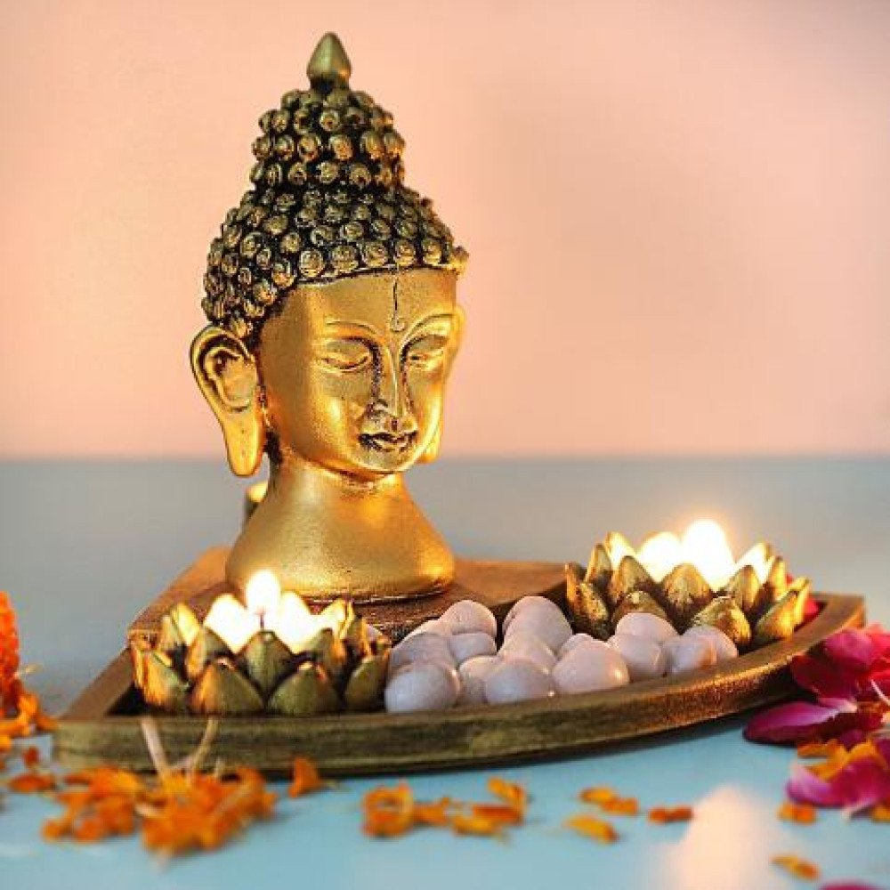 Elegant Buddha God Head in a Oval Shape Tray