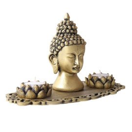 Buddha God Head with T light holders