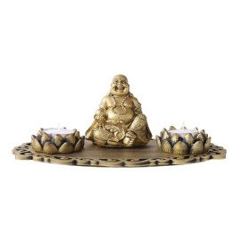 Laughing Buddha with Lotus Shape T light holders and Decorative Tray