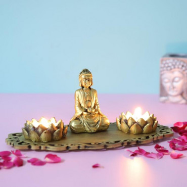 Meditating Buddha with Lotus Shape T light holder