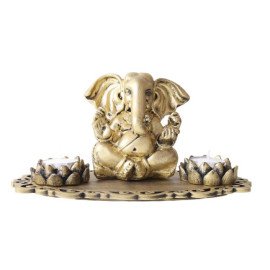 Ganpati with Lotus Shape T light holder
