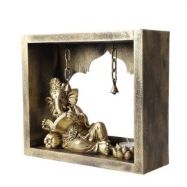 Decorative Reading Ganesha in Mandir