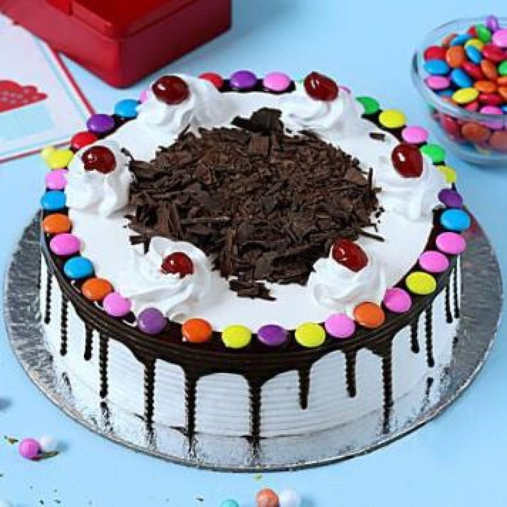 Gems Decorated Black Forest Cake 500g Eggless