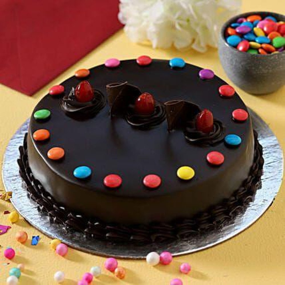Gems Decorated Truffle Cake 500g Eggless