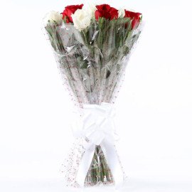 Graceful 10 White Red Roses Bouquet