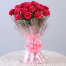 Graceful Love 18 Dark Pink Carnations Bouquet