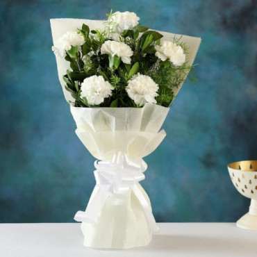Graceful White Carnations Bunch
