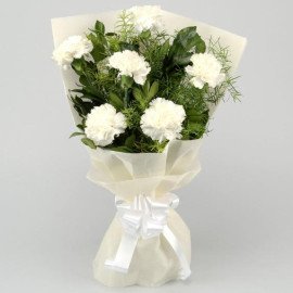 Graceful White Carnations Bunch