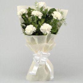 Graceful White Carnations Bunch