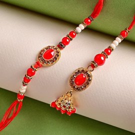 Graceful Kundan Bhai And Bhabhi Rakhi Combo