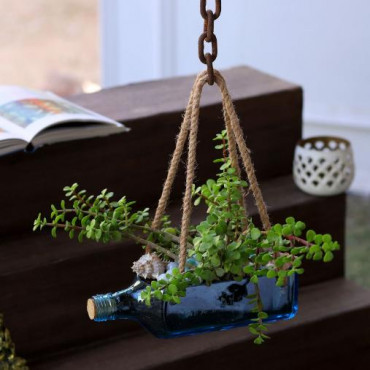 Hanging Jade Bombay Sapphire Bottle Planter